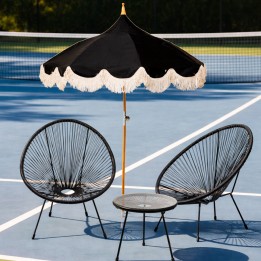 Parasol noir à franges - Hawaii - Kare Design