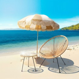 Parasol rayures blanches et beiges - Kare Design