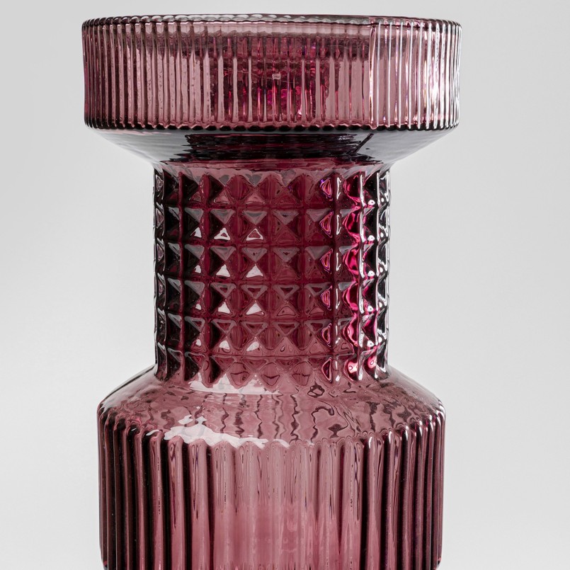 Grey and pink glass candlestick - Marvelous - Kare Design