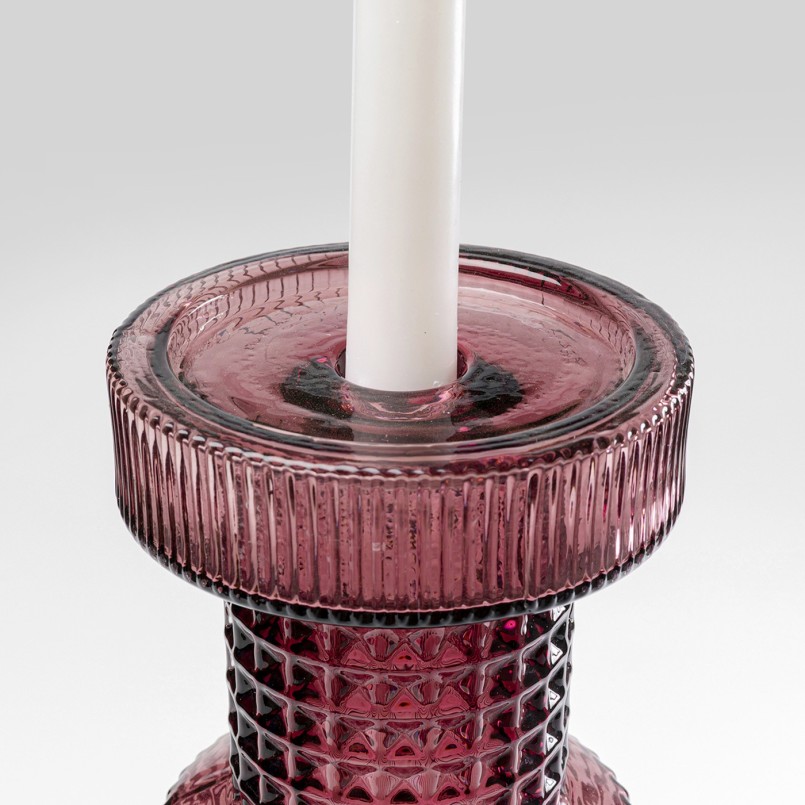 Bougeoir en verre gris et rose - Marvelous - Kare Design