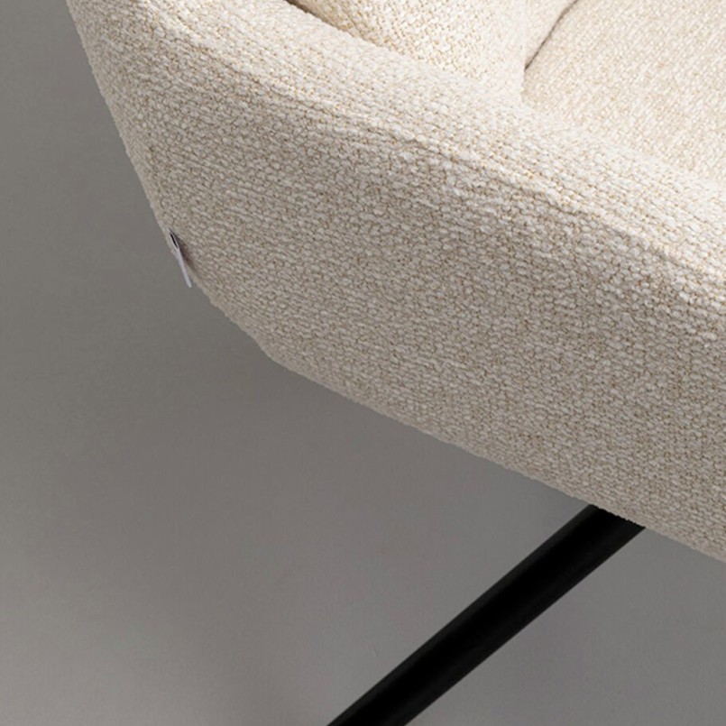 Swivel armchair in cream woven fabric - Molly - Kare Design