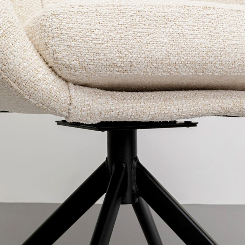 Chaise avec accoudoirs pivotante en tissu tressé crème - Molly - Kare Design