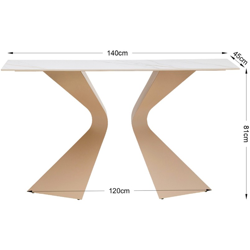 Console en grès blanc et acier beige - Gloria - Kare Design