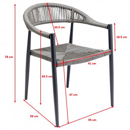 Chair with armrests Palma grey Kare Design