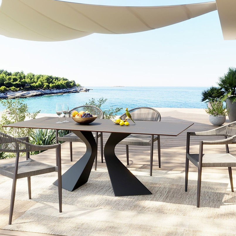 Chaise de jardin avec accoudoirs grise - Palma - Kare Design