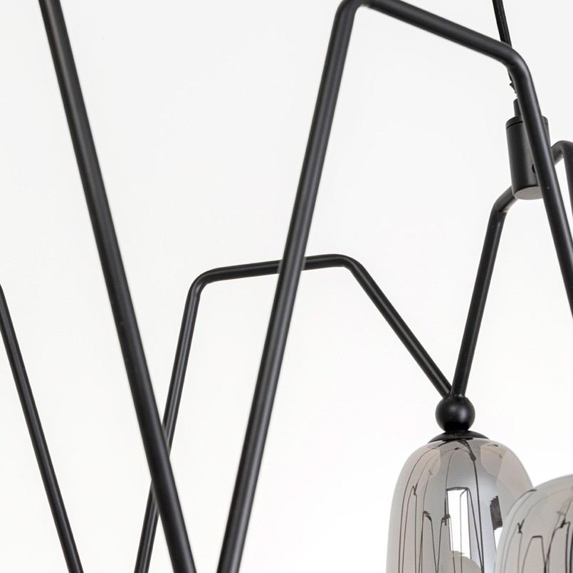 Suspension acier noir et verre - Columbo - Kare Design