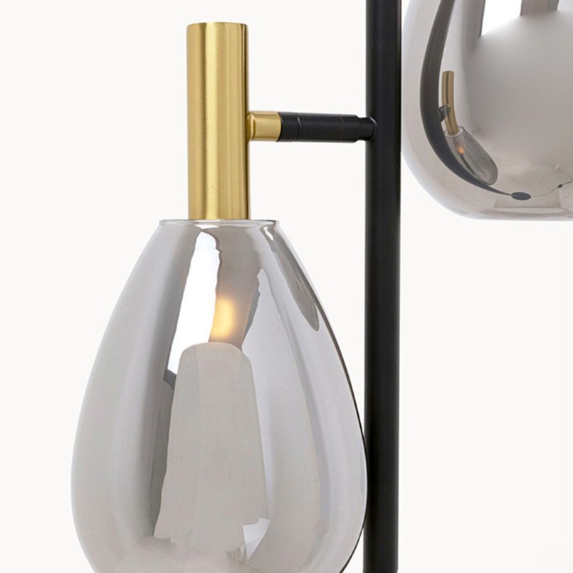 Lampadaire en acier noir et verre - Fari - Kare Design