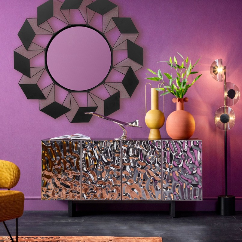 Buffet noir quatre portes chromées - Carino - Kare Design