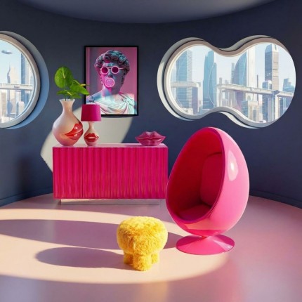 Fauteuil pivotant Eye Ball rose Kare Design