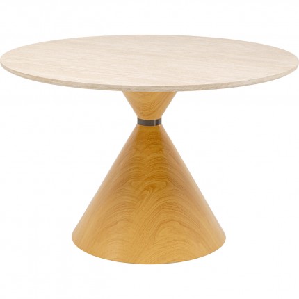 Table Cono Travertino 120cm chêne Kare Design