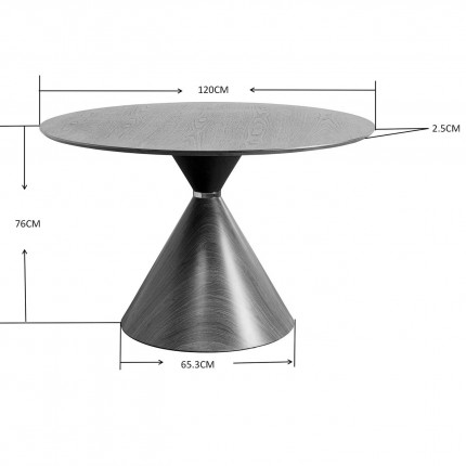 Table Cono Travertino 120cm chêne Kare Design