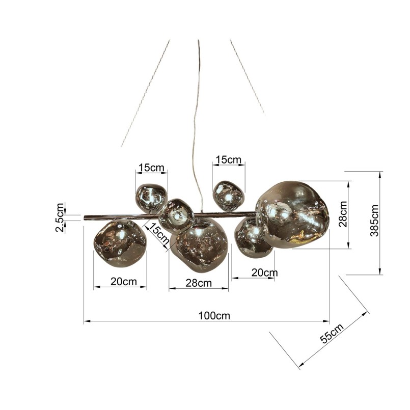 Suspension en acier chromé et verre - Burbuja - Kare Design
