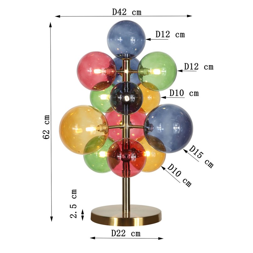 Lampe acier doré et verre multicolore - Scala Balls - Kare Design