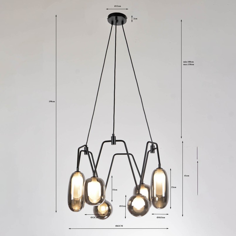 Suspension acier noir et verre - Columbo - Kare Design