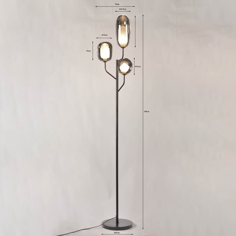 Lampadaire en acier noir et verre - Columbo - Kare Design