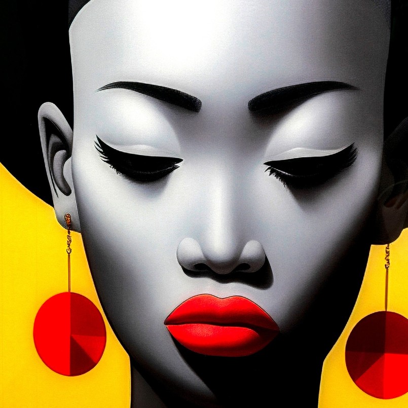 Glass Picture retro woman red 80x120cm Kare Design