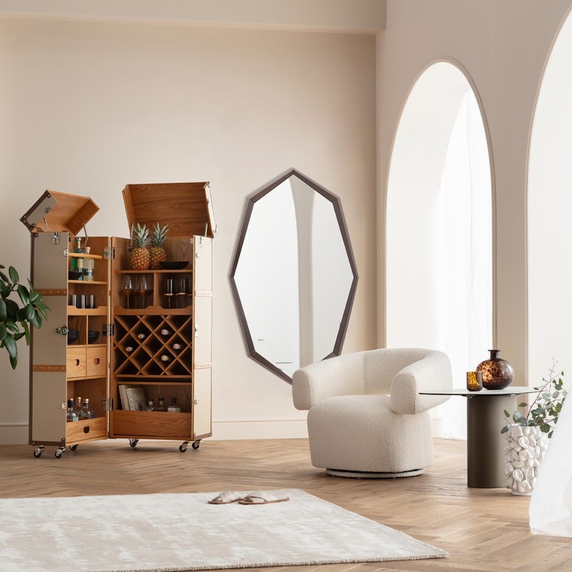 Miroir octogonal marron - Octagon - Kare Design