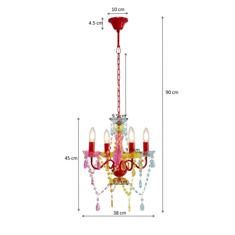 Lustre baroque multicolore à 4 bras - Starlight - Kare Design