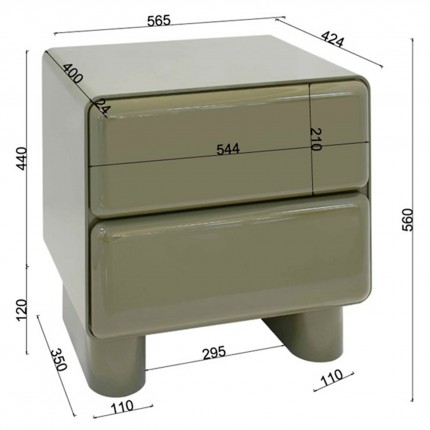 Nightstand Eliano 2 drawers khaki Kare Design