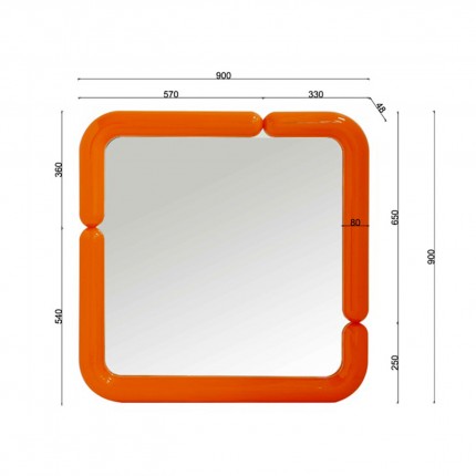 Miroir Eliano 90x90cm orange Kare Design