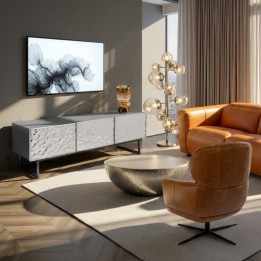 Meuble TV noir trois portes chromées - Carino - Kare Design