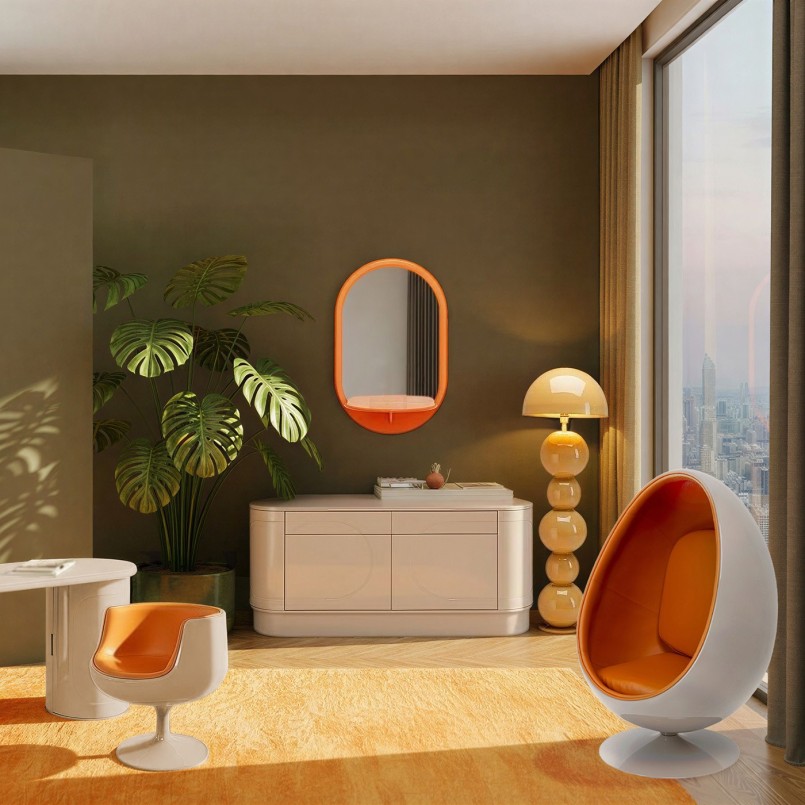 Fauteuil pivotant orange en forme d'oeuf - Eye Ball - Kare Design