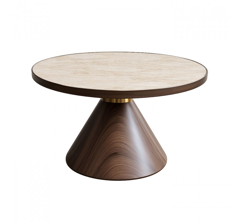 Table basse Cono Travertino 70cm noyer Kare Design