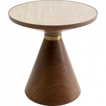 Side Table Cono Travertino Ø50cm walnut Kare Design