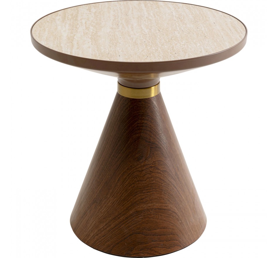 Side Table Cono Travertino Ø50cm walnut Kare Design