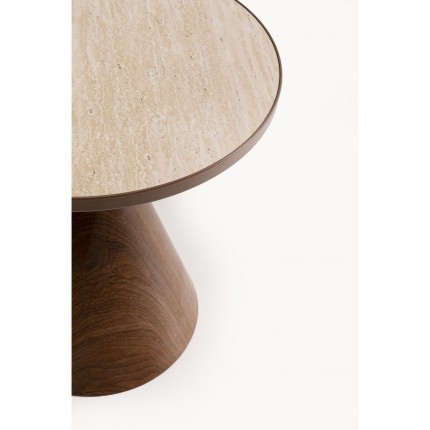 Side Table Cono Travertino Ø50cm walnut Kare Design