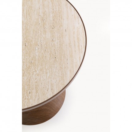 Table d'appoint Cono Travertino 50cm noyer Kare Design