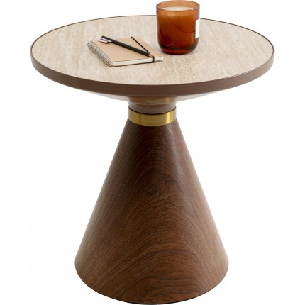 Side Table Cono Travertino Ø50cm walnut Kare Design