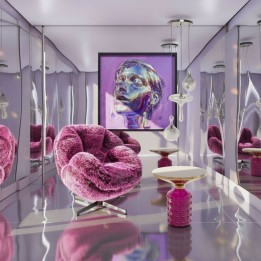 Fauteuil pivotant violet en fausse fourrure - Cutie - Kare Design