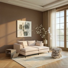 Canapé profond en tissu tressé beige - Jimmy - Kare Design