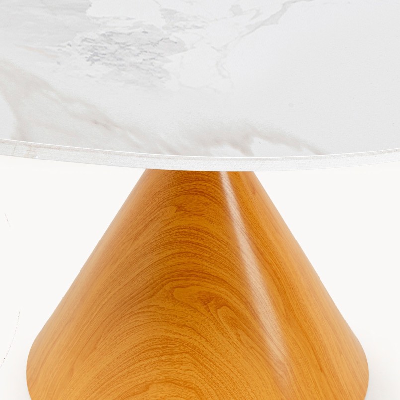 Table à manger ronde en grès et chêne - Cono - Kare Design