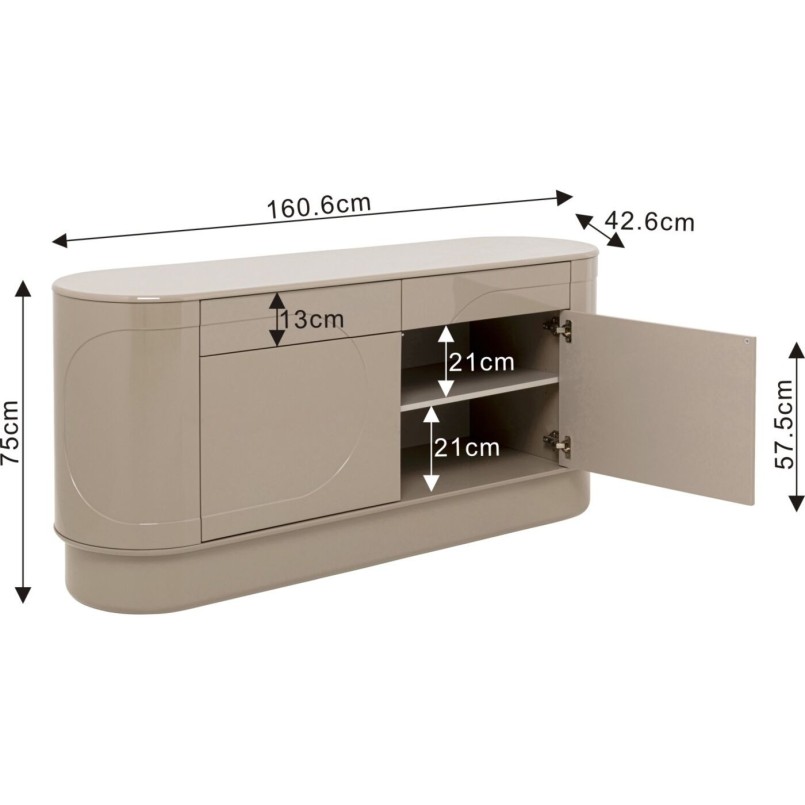Buffet Groove taupe 160x76cm