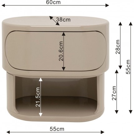 Nightstand Groove taupe Kare Design