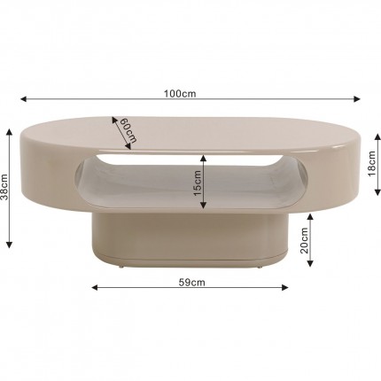 Coffee Table Groove taupe 100x60cm Kare Design