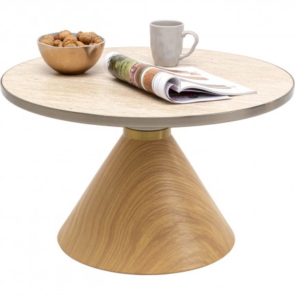 Table basse Cono Travertino 70cm chêne Kare Design