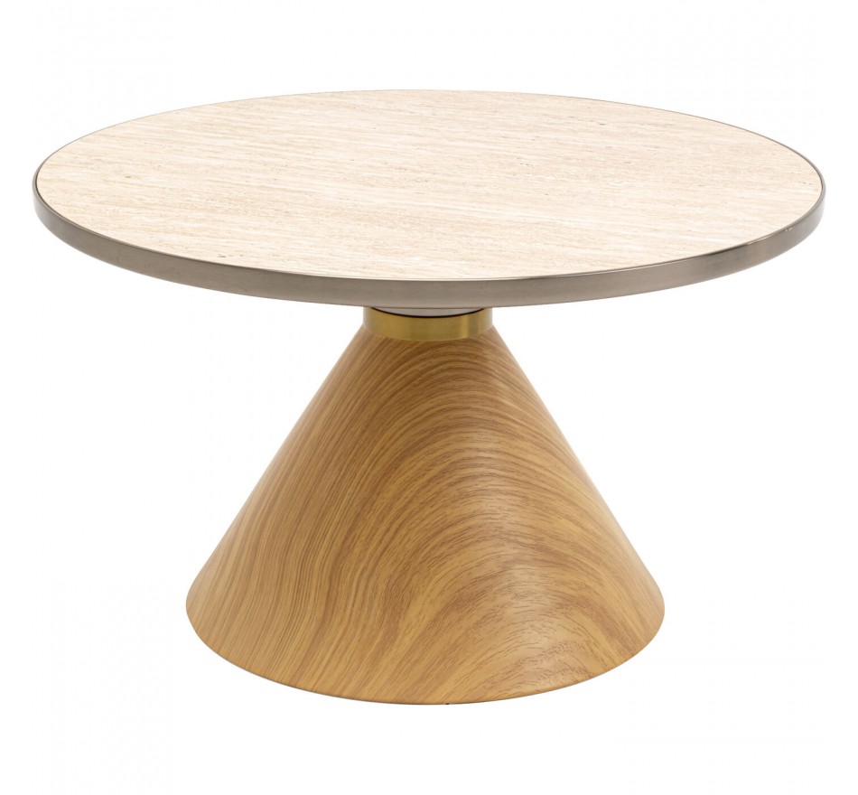 Table basse Cono Travertino 70cm chêne Kare Design