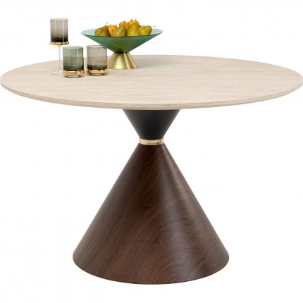 Table Cono Travertino 120cm noyer Kare Design