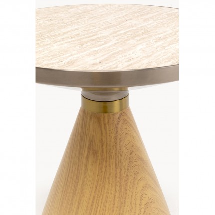 Table d'appoint Cono Travertino 50cm chêne Kare Design