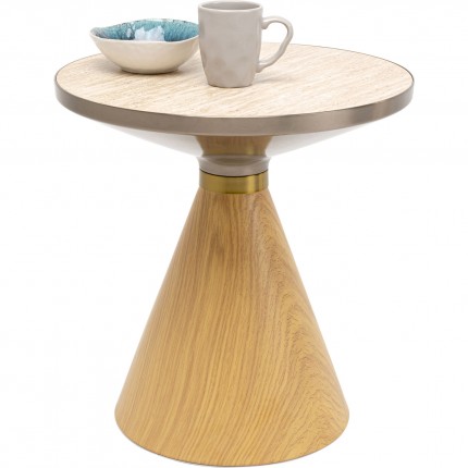 Side Table Cono Travertino Ø50cm oak Kare Design