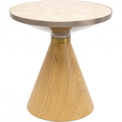 Table d'appoint Cono Travertino 50cm chêne Kare Design
