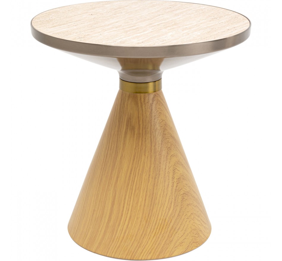 Table d'appoint Cono Travertino 50cm chêne Kare Design