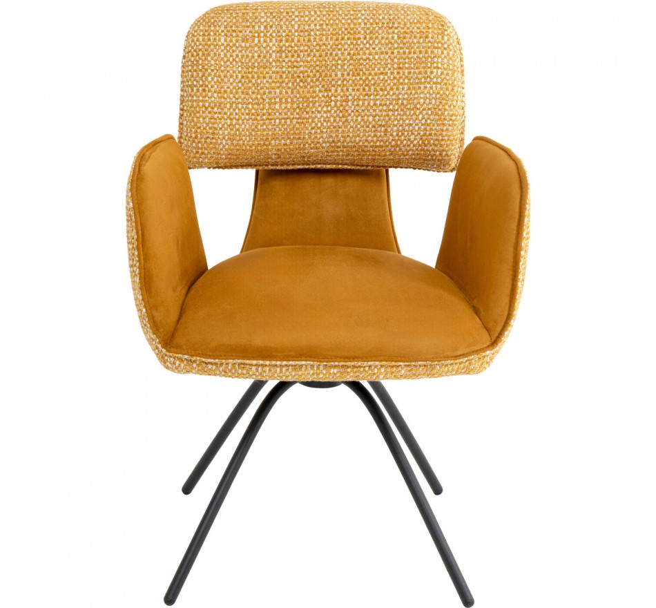 Chaise avec accoudoirs pivotante Helli ocre Kare Design