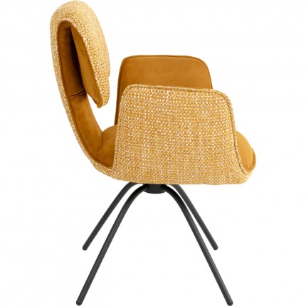 Chaise avec accoudoirs pivotante Helli ocre Kare Design