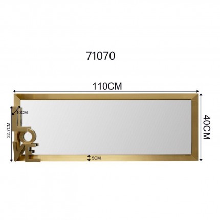 Miroir Love 3D 40x110cm doré Kare Design