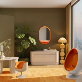Miroir mural ovale orange - Groove - Kare Design
