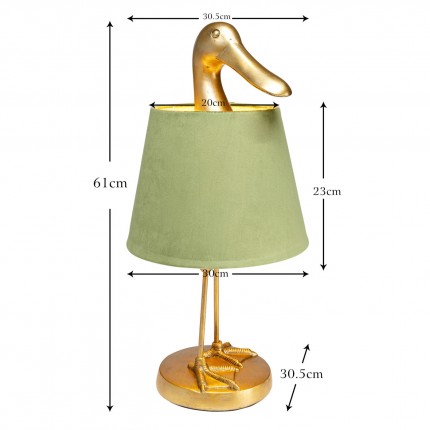Lampe canard dorée et verte Kare Design